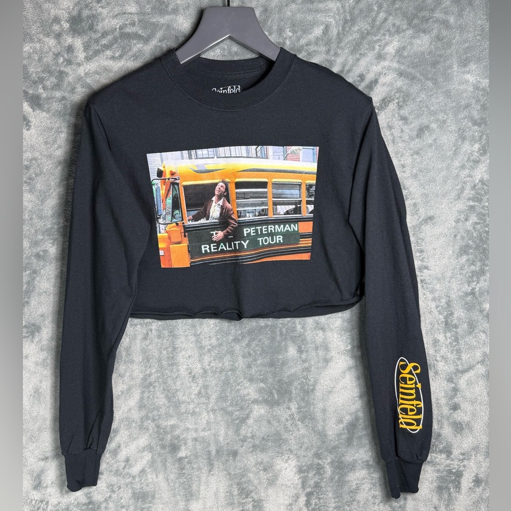 Seinfeld Black Cropped Long-Sleeve Sweatshirt
